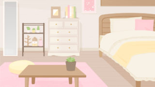 かわいいピンク色の部屋のイラスト素材 Okumono