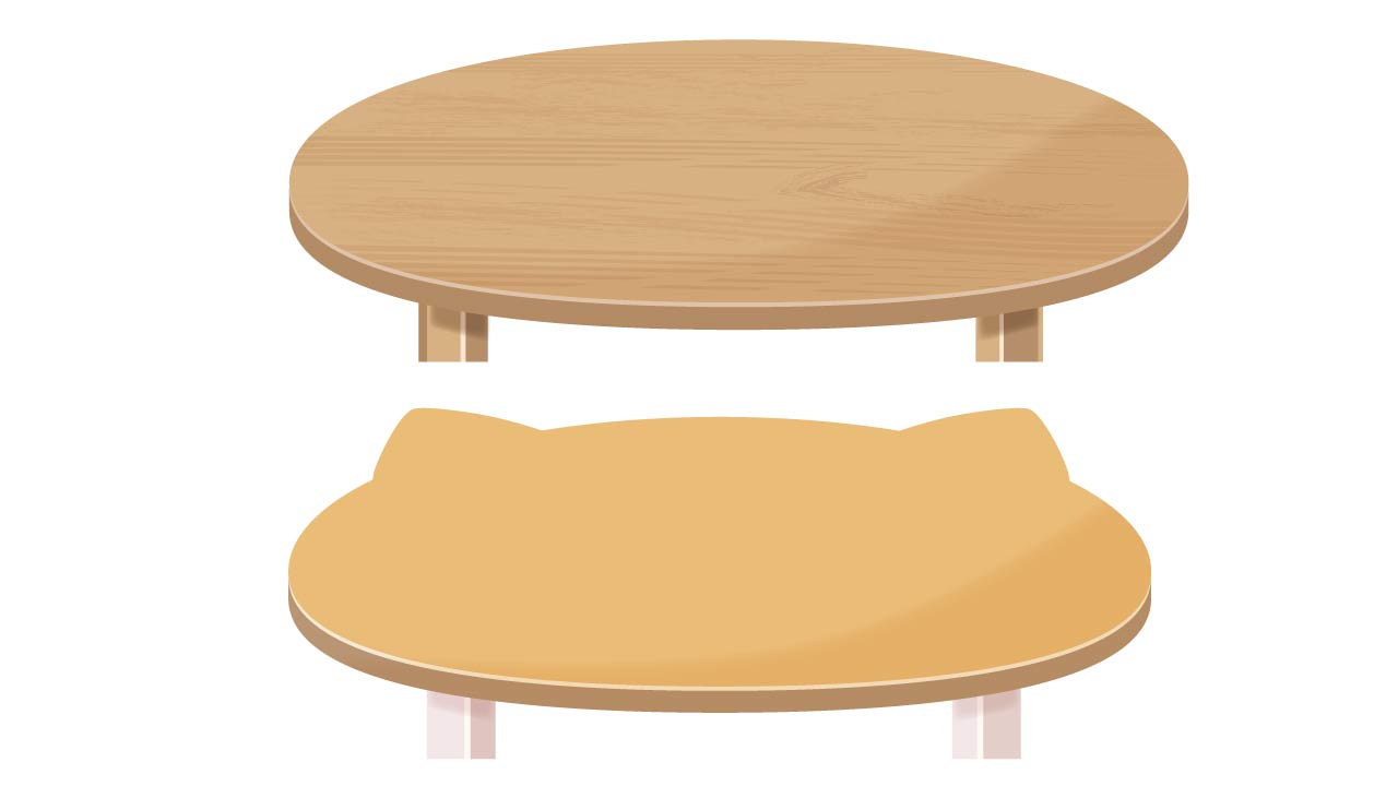 かわいいテーブル ちゃぶ台のイラスト 3種 Okumono