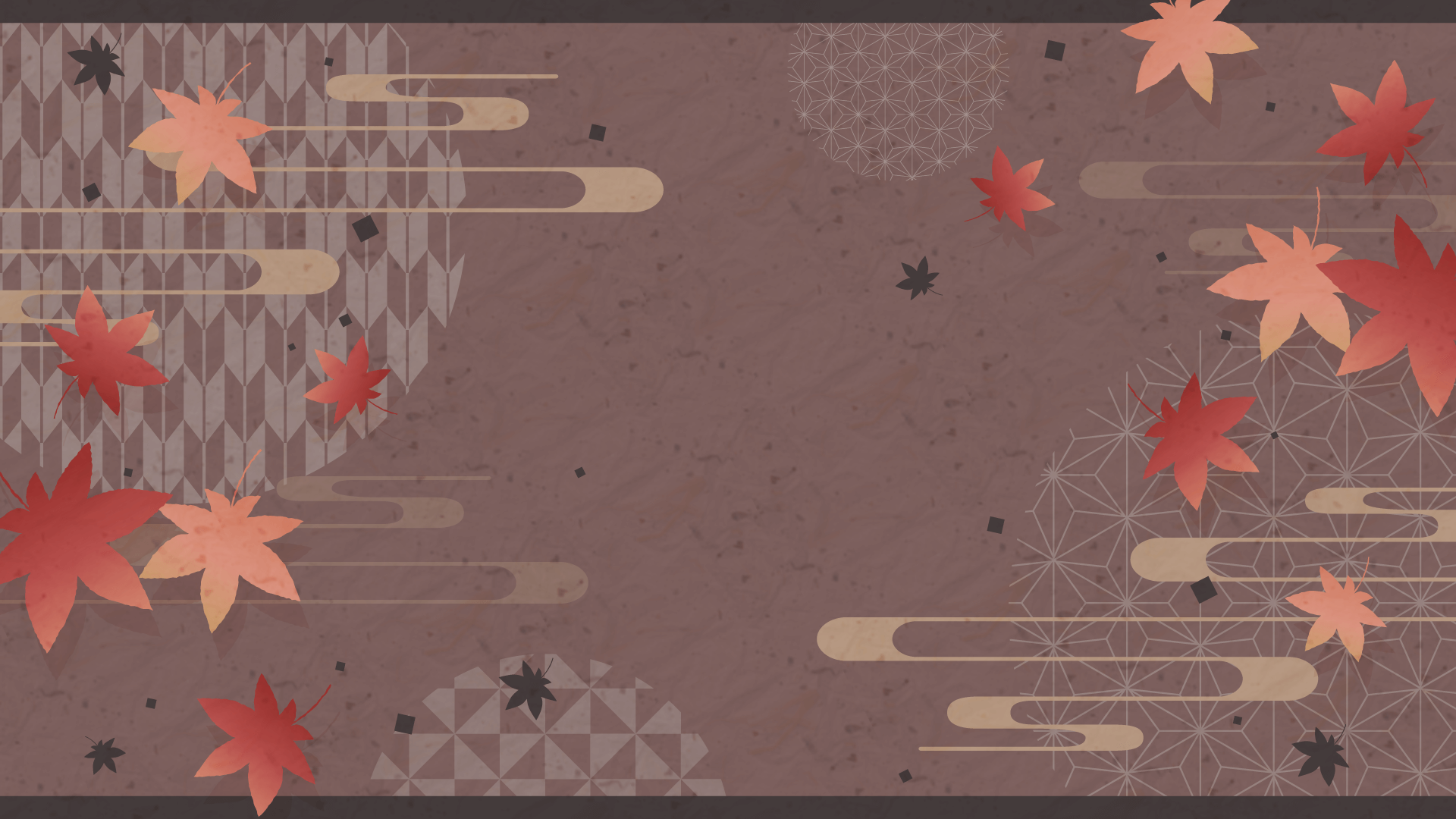 和柄と紅葉な秋の背景 8種 Okumono