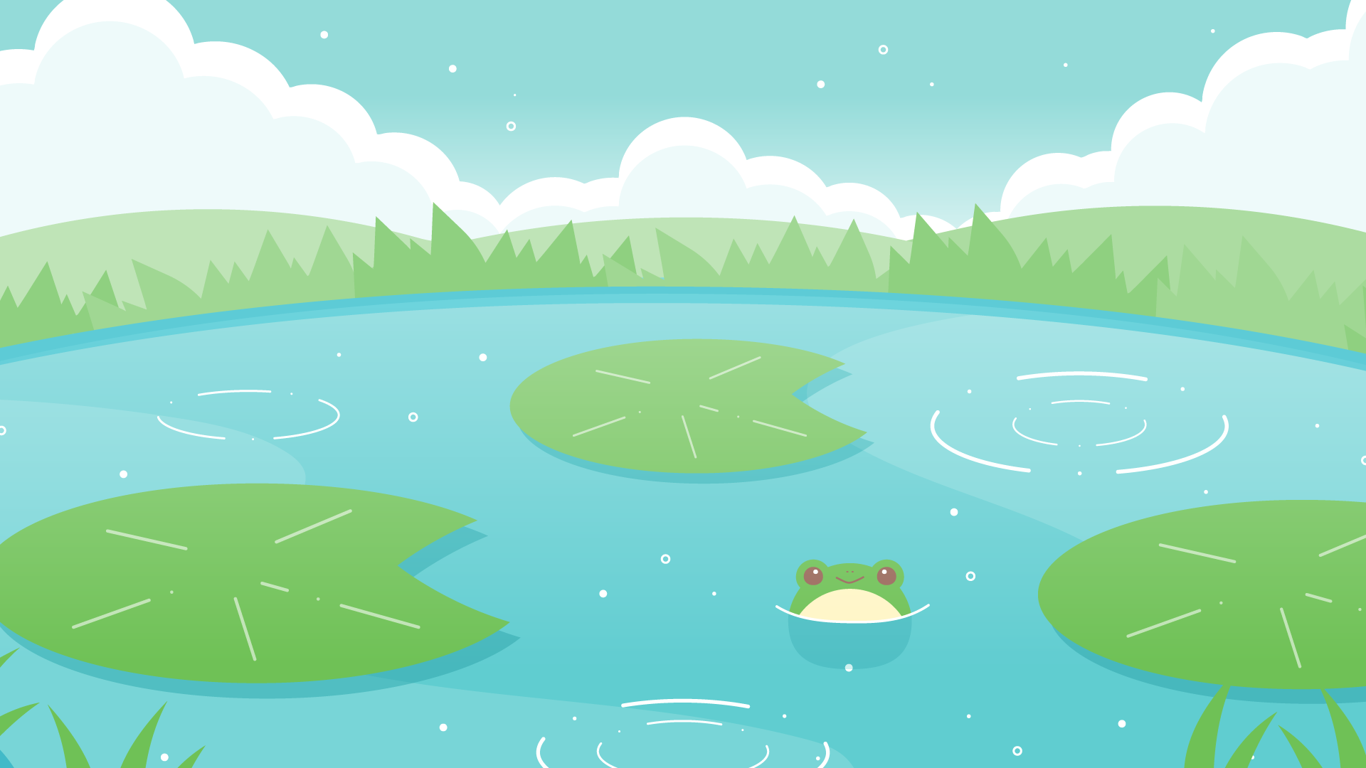 池とカエルの背景 5種 Okumono