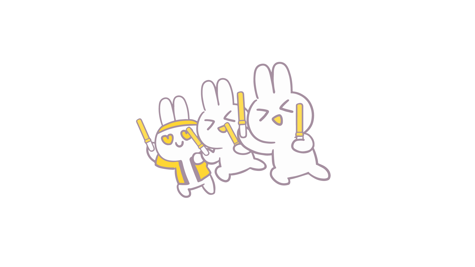 応援するうさぎのイラスト(7種) | OKUMONO